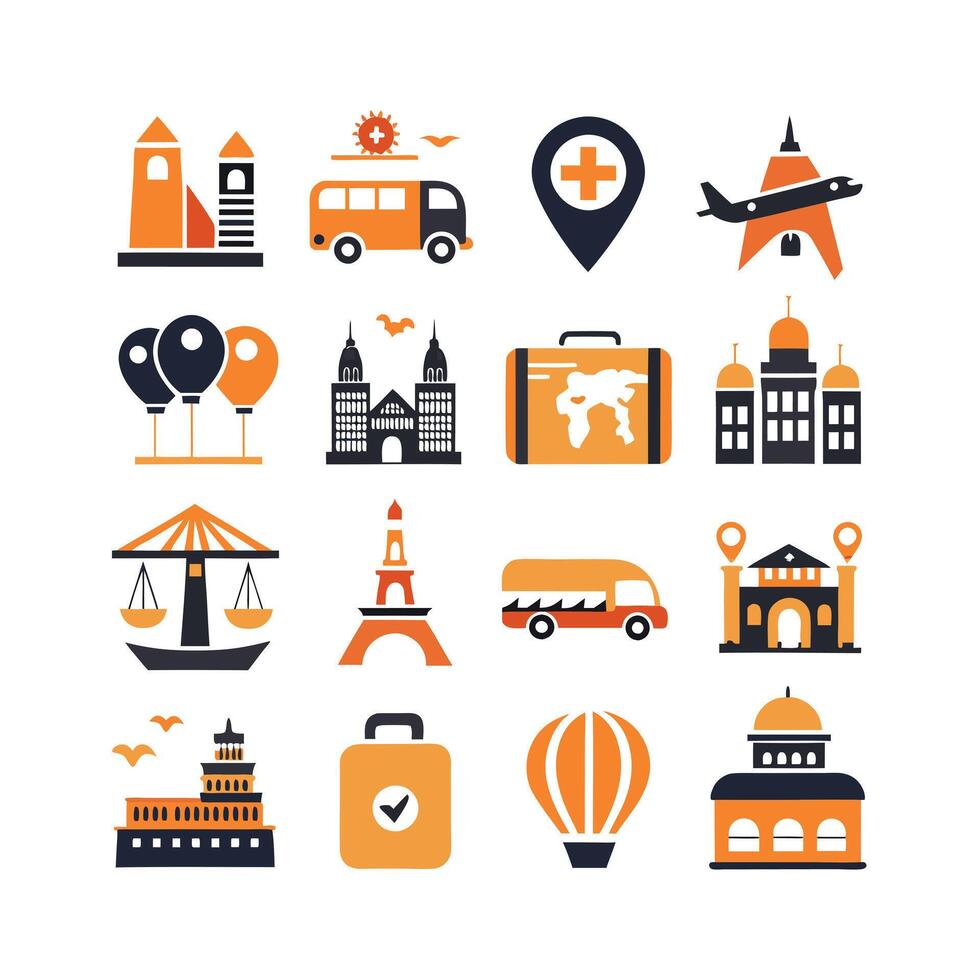 Travel Icon Set Collection for Documents, Websites and Mobile Applications vector