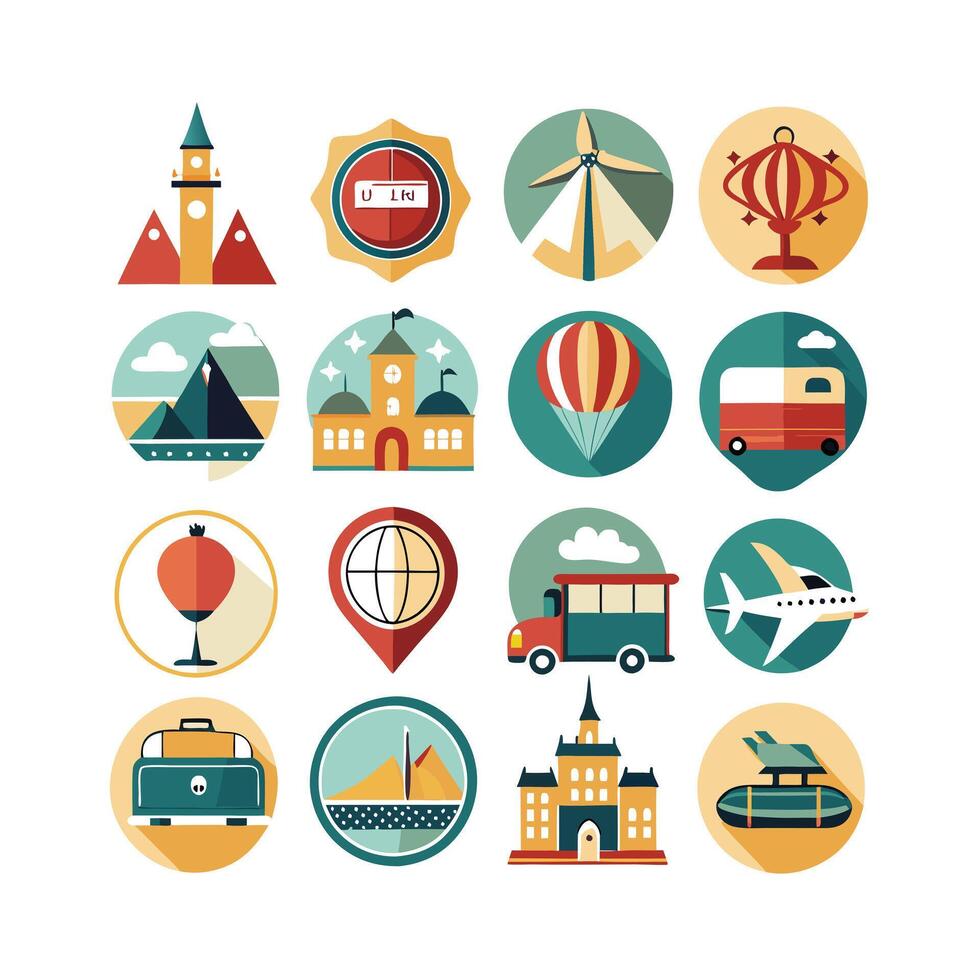 Travel Icon Set Collection for Documents, Websites and Mobile Applications vector