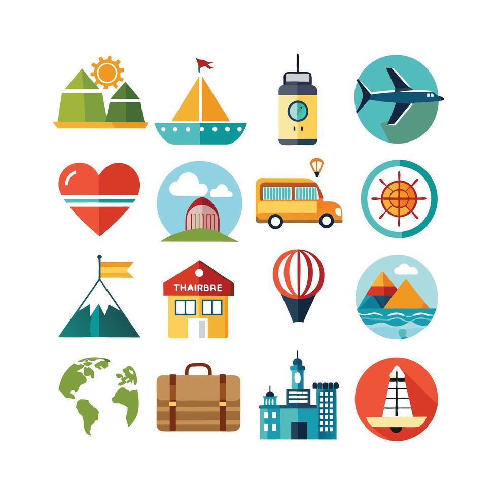 Travel Icon Set Collection for Documents, Websites and Mobile Applications vector