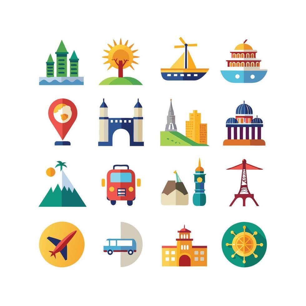 Travel Icon Set Collection for Documents, Websites and Mobile Applications vector