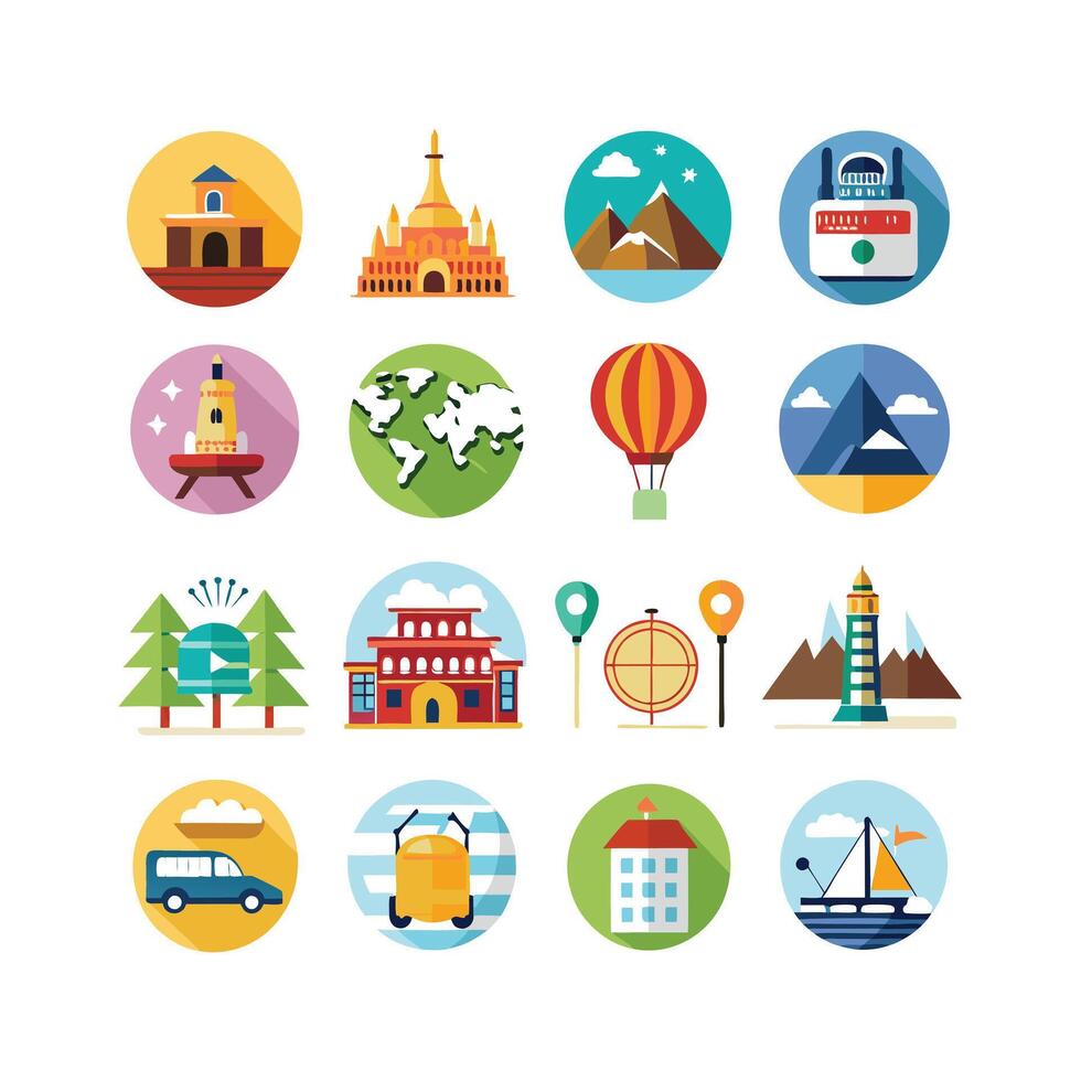 Travel Icon Set Collection for Documents, Websites and Mobile Applications vector