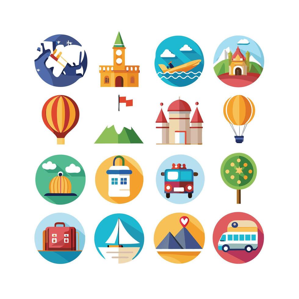 Travel Icon Set Collection for Documents, Websites and Mobile Applications vector