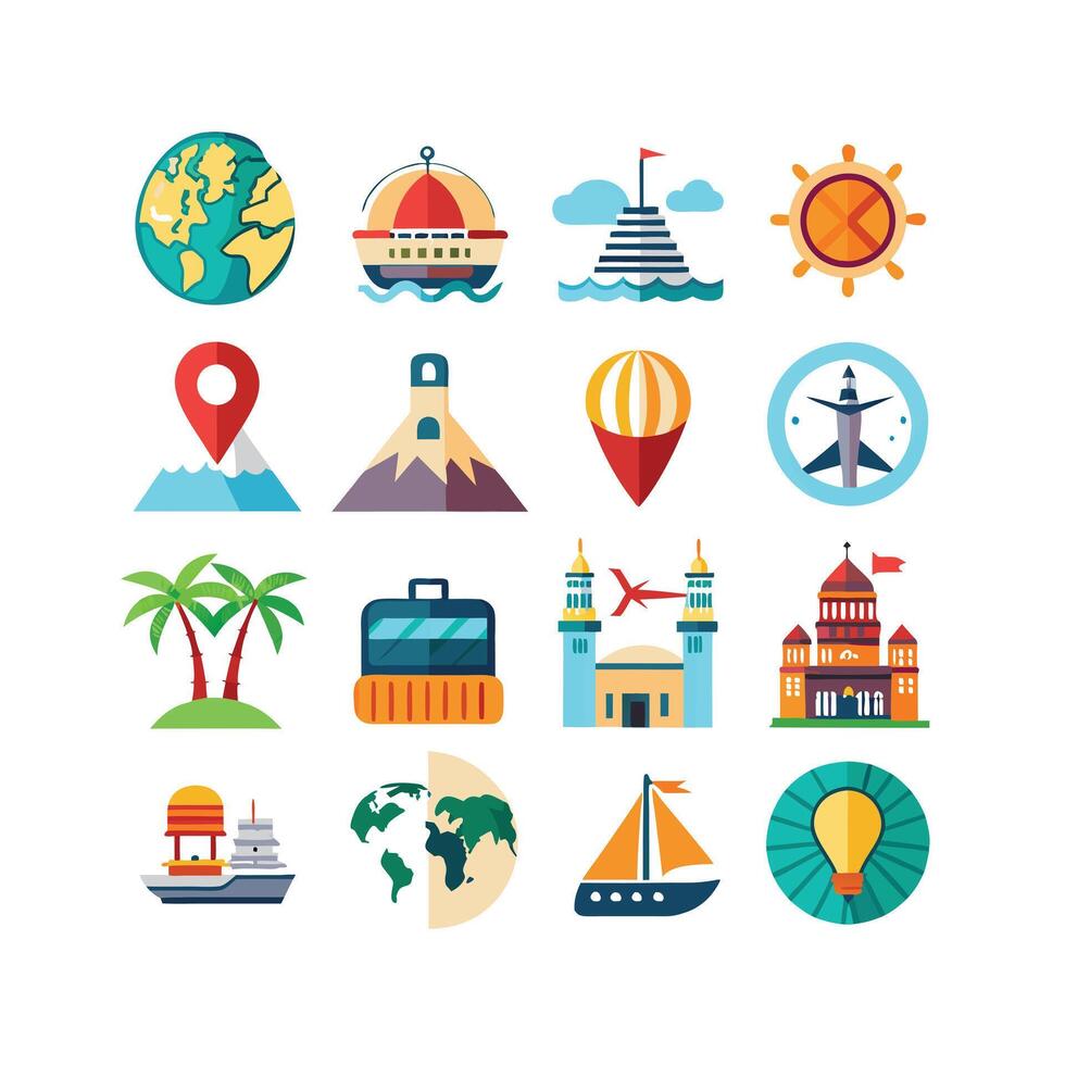 Travel Icon Set Collection for Documents, Websites and Mobile Applications vector