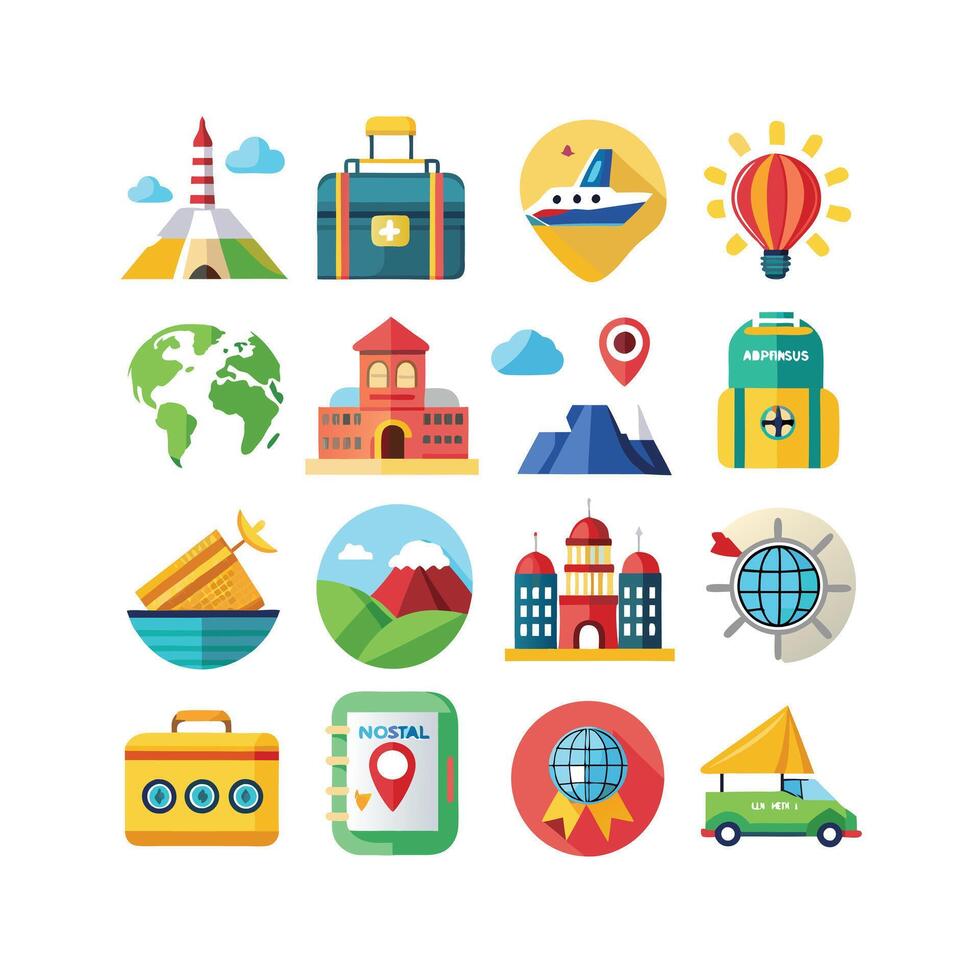 Travel Icon Set Collection for Documents, Websites and Mobile Applications vector