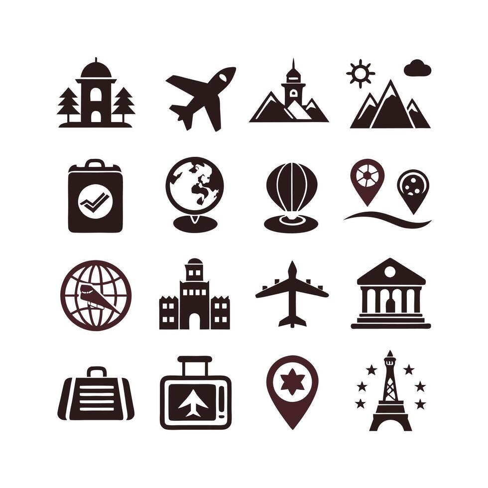 Travel Icon Set Collection for Documents, Websites and Mobile Applications vector