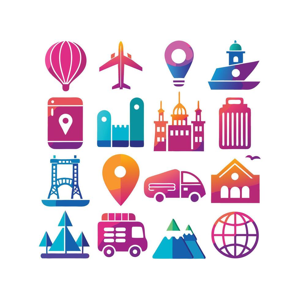 Travel Icon Set Collection for Documents, Websites and Mobile Applications vector