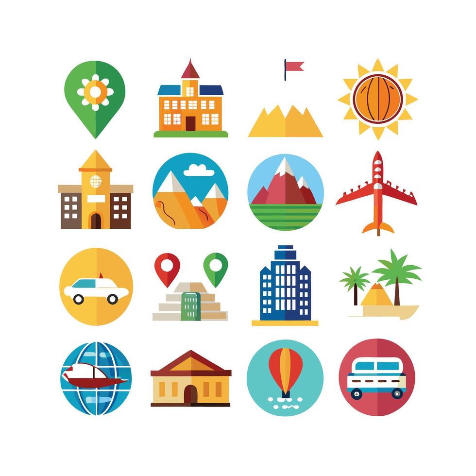 Travel Icon Set Collection for Documents, Websites and Mobile Applications vector