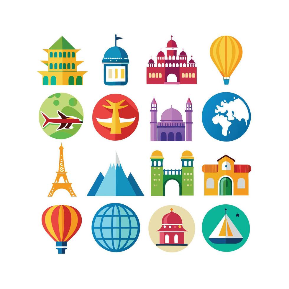 Travel Icon Set Collection for Documents, Websites and Mobile Applications vector