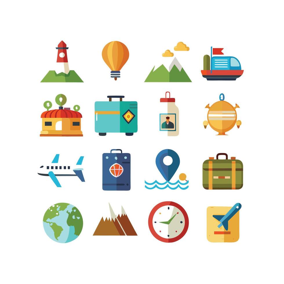 Travel Icon Set Collection for Documents, Websites and Mobile Applications vector
