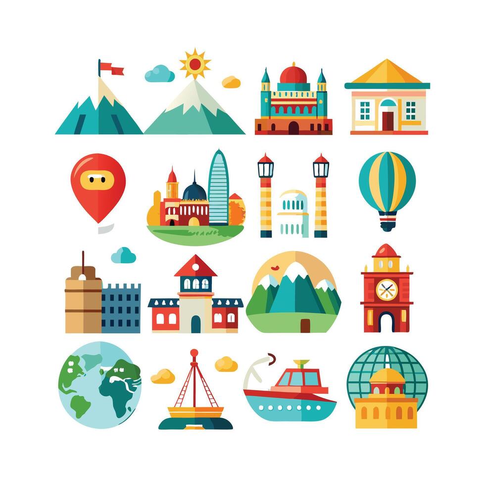 Travel Icon Set Collection for Documents, Websites and Mobile Applications vector
