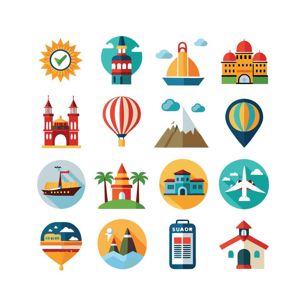 Travel Icon Set Collection for Documents, Websites and Mobile Applications vector