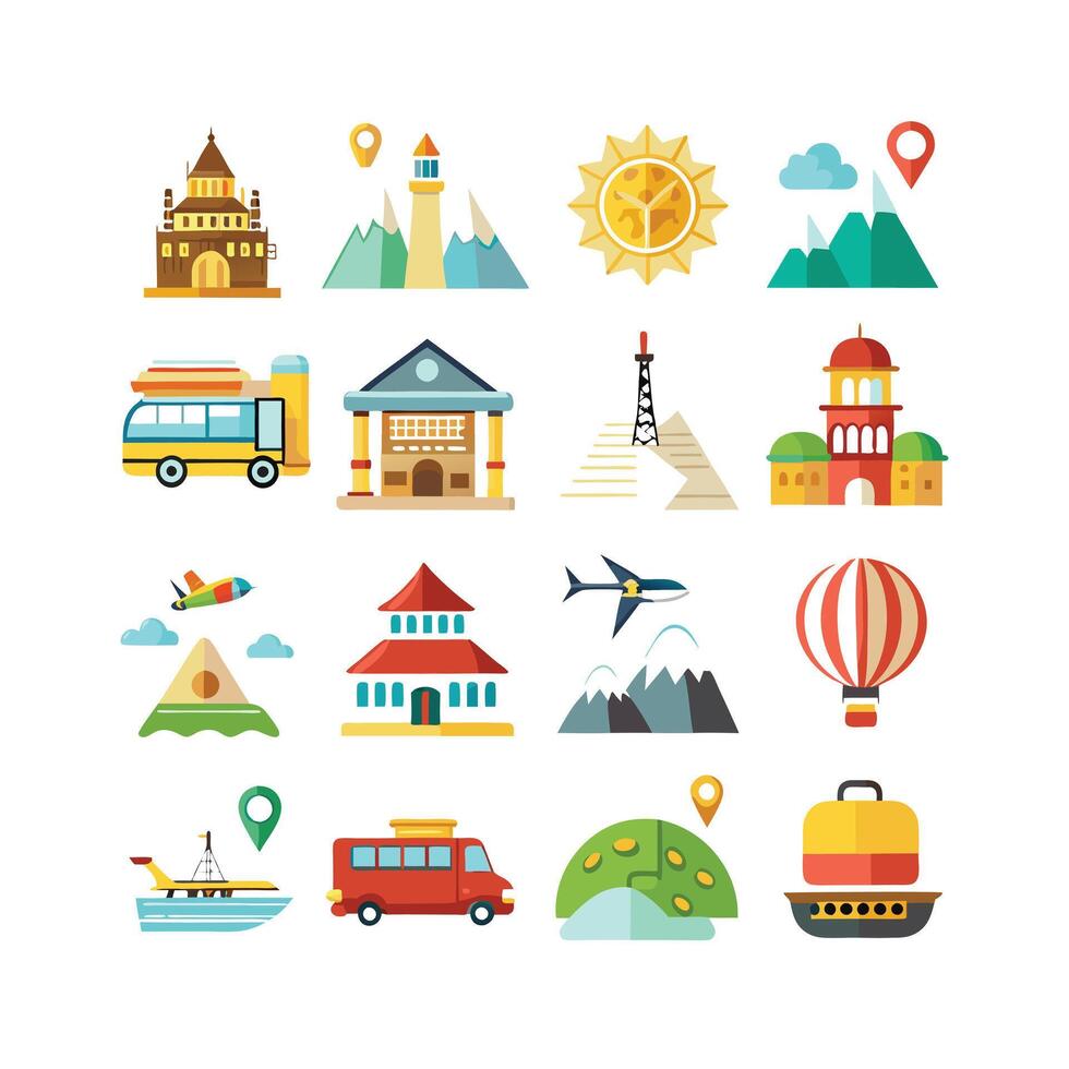 Travel Icon Set Collection for Documents, Websites and Mobile Applications vector