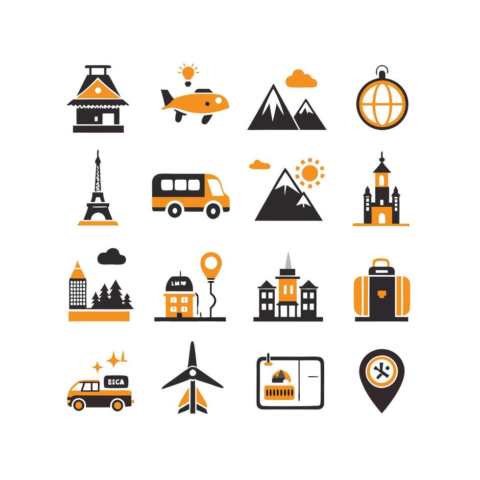Travel Icon Set Collection for Documents, Websites and Mobile Applications vector