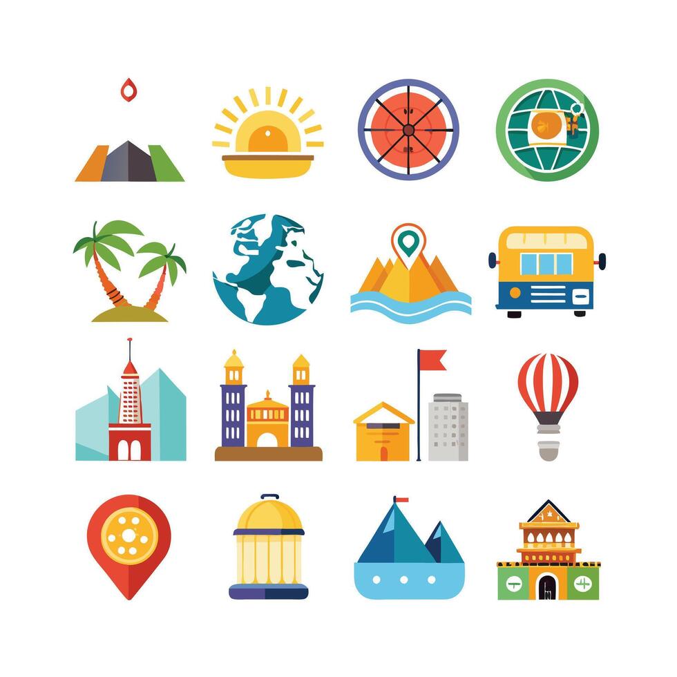 Travel Icon Set Collection for Documents, Websites and Mobile Applications vector