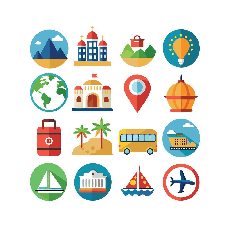 Travel Icon Set Collection for Documents, Websites and Mobile Applications vector