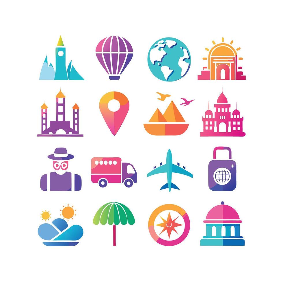 Travel Icon Set Collection for Documents, Websites and Mobile Applications vector