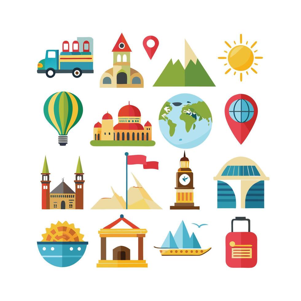 Travel Icon Set Collection for Documents, Websites and Mobile Applications vector