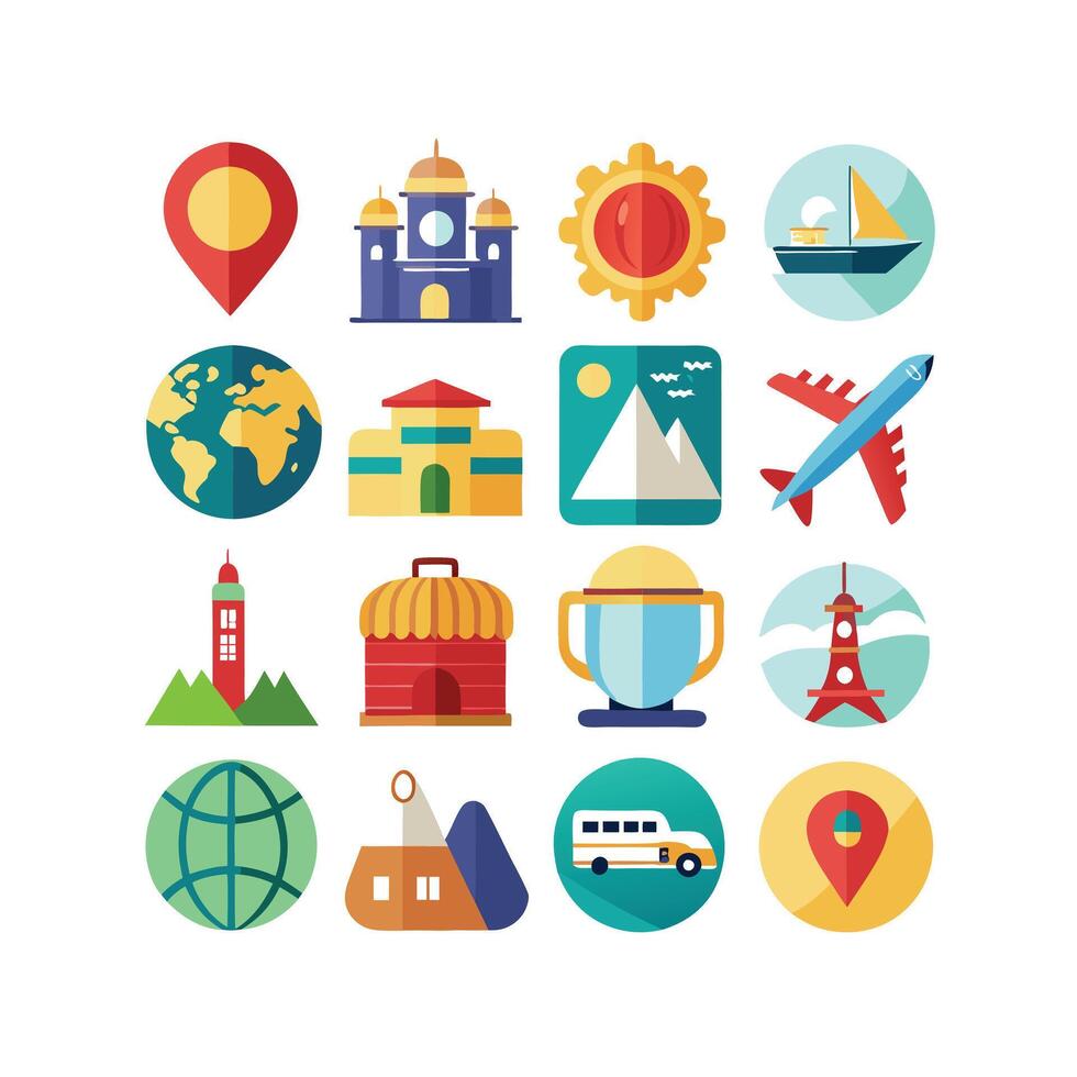 Travel Icon Set Collection for Documents, Websites and Mobile Applications vector