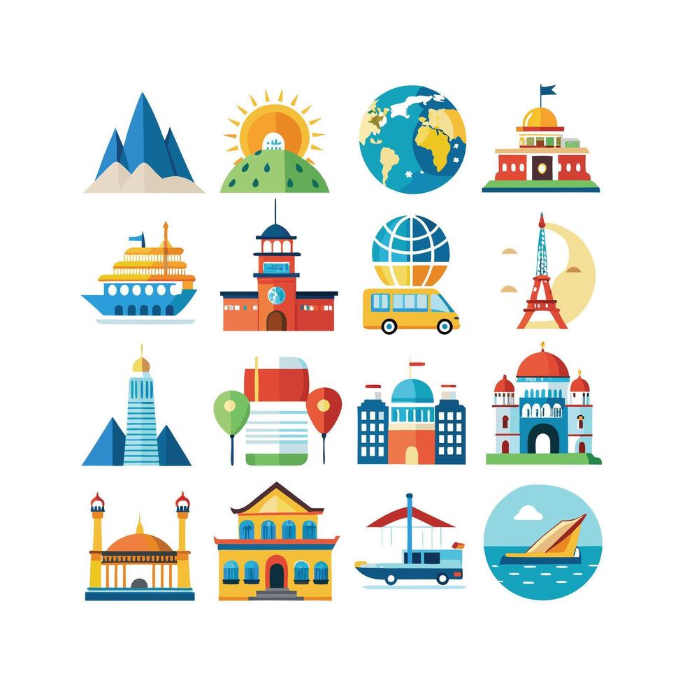 Travel Icon Set Collection for Documents, Websites and Mobile Applications vector