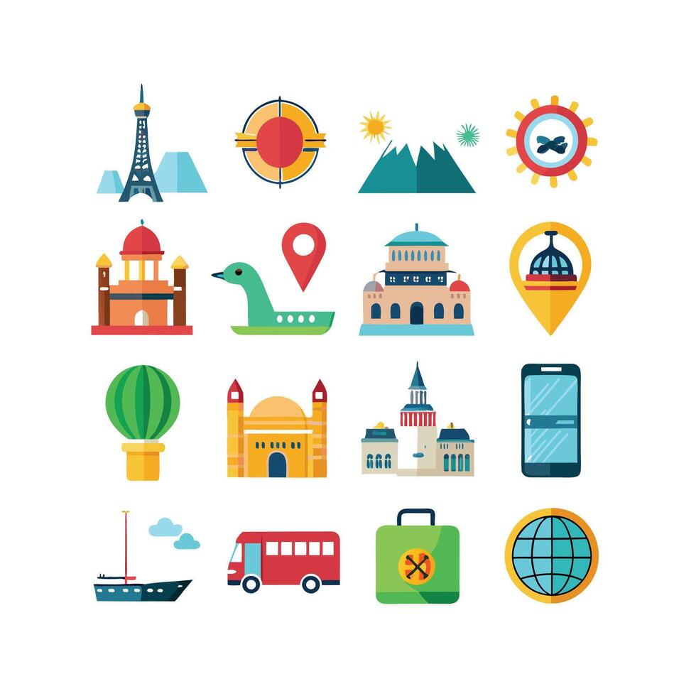 Travel Icon Set Collection for Documents, Websites and Mobile Applications vector