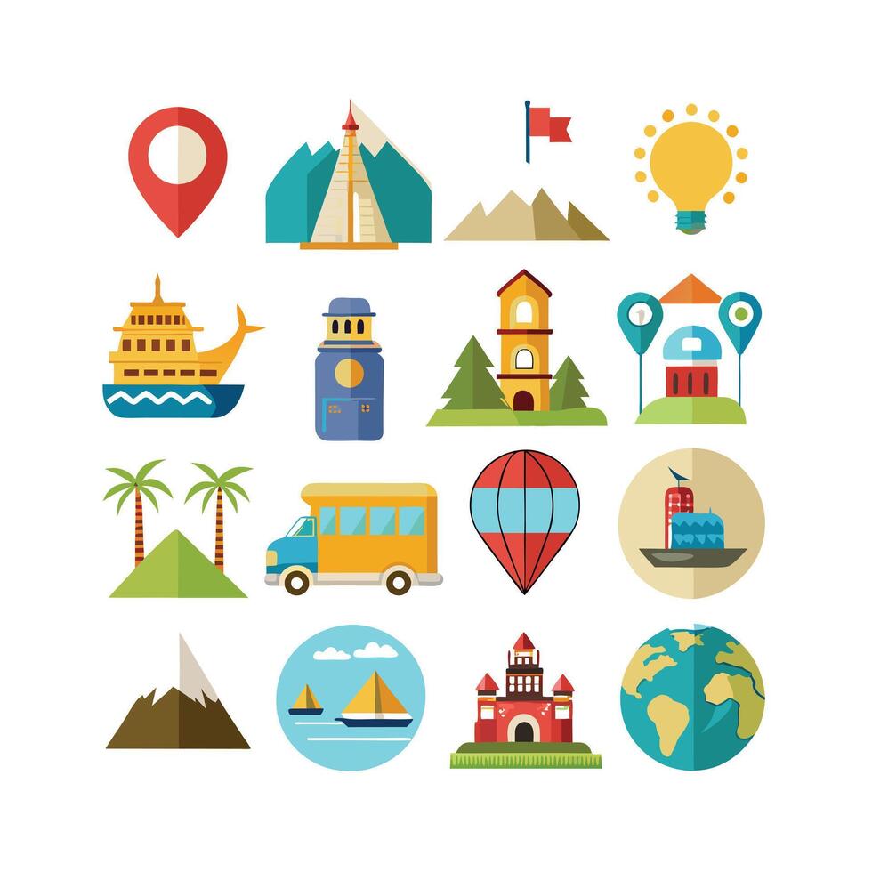 Travel Icon Set Collection for Documents, Websites and Mobile Applications vector