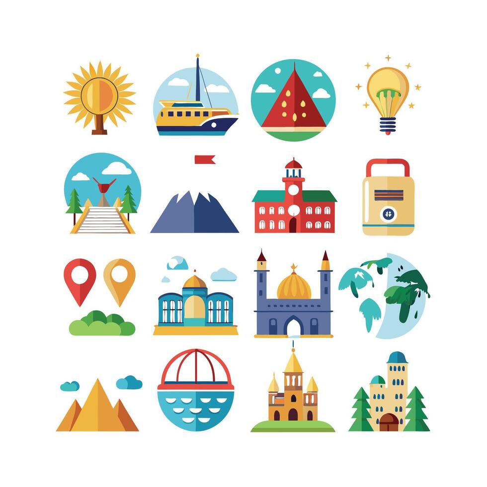 Travel Icon Set Collection for Documents, Websites and Mobile Applications vector