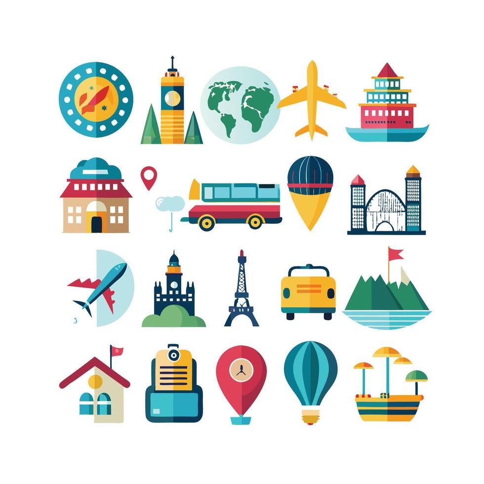 Travel Icon Set Collection for Documents, Websites and Mobile Applications vector
