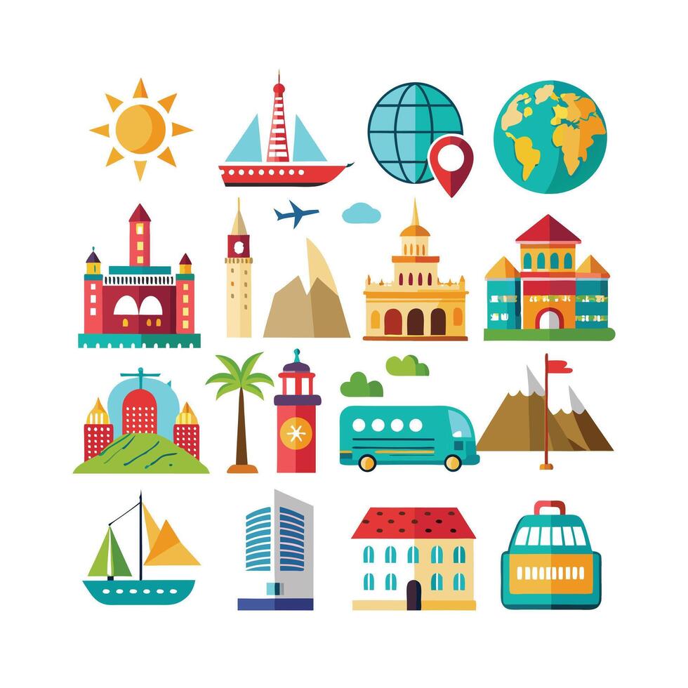 Travel Icon Set Collection for Documents, Websites and Mobile Applications vector
