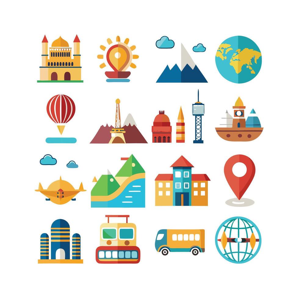 Travel Icon Set Collection for Documents, Websites and Mobile Applications vector