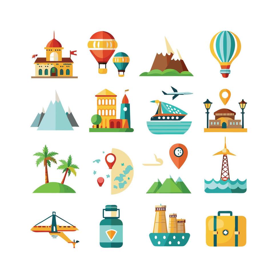 Travel Icon Set Collection for Documents, Websites and Mobile Applications vector