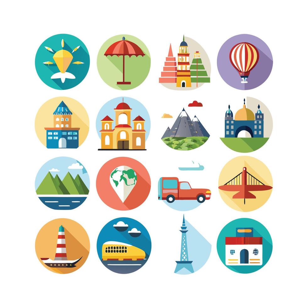 Travel Icon Set Collection for Documents, Websites and Mobile Applications vector