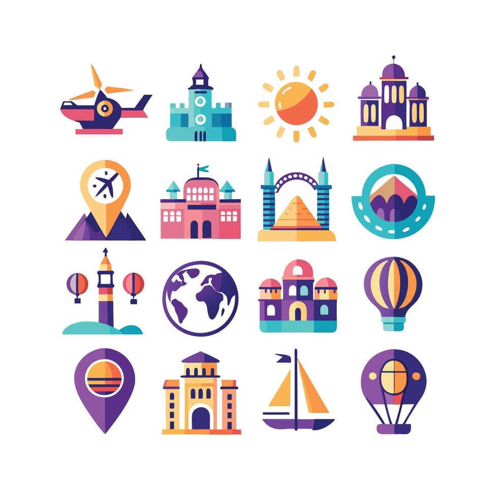 Travel Icon Set Collection for Documents, Websites and Mobile Applications vector