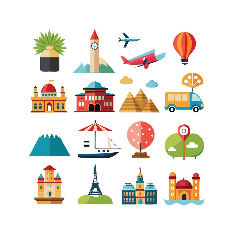 Travel Icon Set Collection for Documents, Websites and Mobile Applications vector