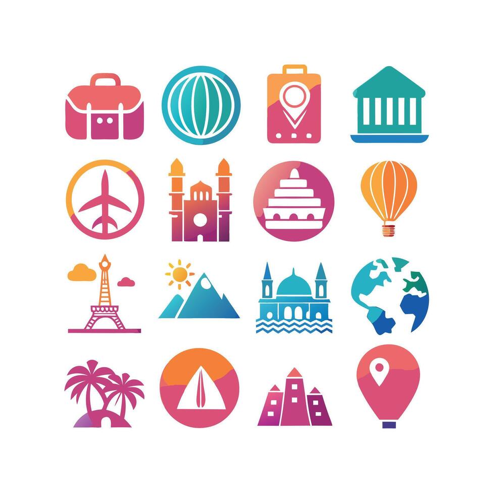 Travel Icon Set Collection for Documents, Websites and Mobile Applications vector