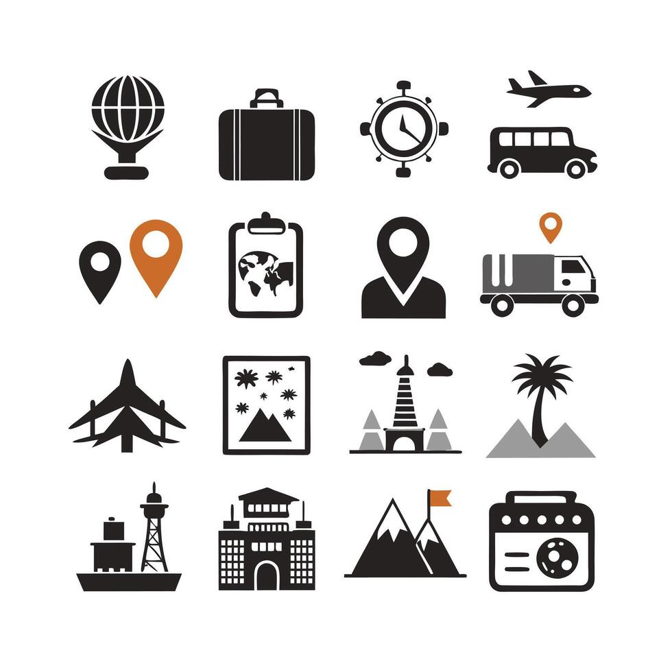 Travel Icon Set Collection for Documents, Websites and Mobile Applications vector