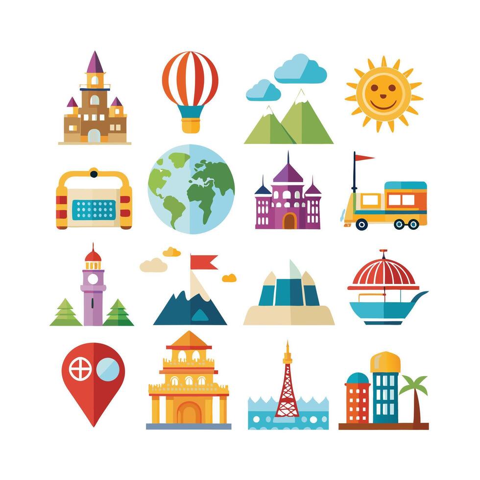 Travel Icon Set Collection for Documents, Websites and Mobile Applications vector
