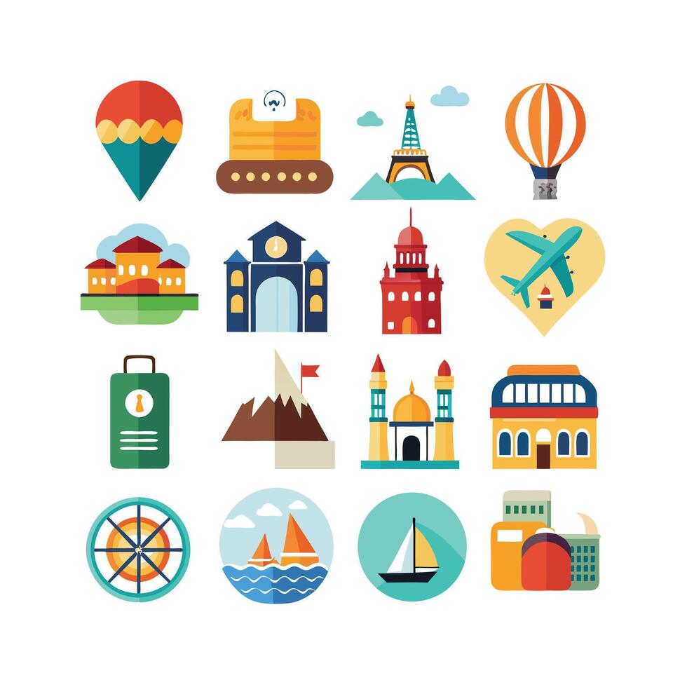 Travel Icon Set Collection for Documents, Websites and Mobile Applications vector