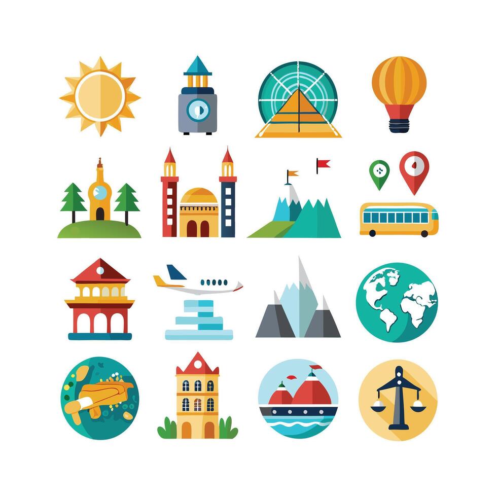 Travel Icon Set Collection for Documents, Websites and Mobile Applications vector