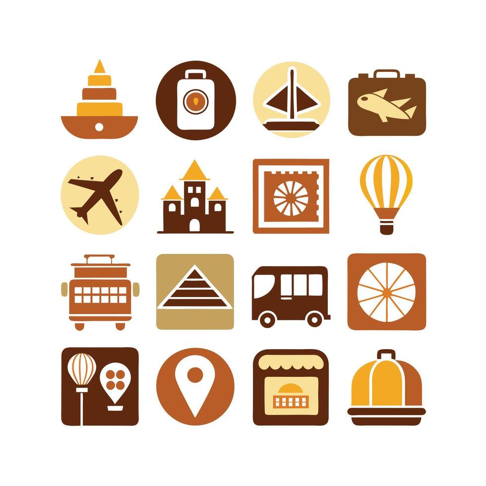 Travel Icon Set Collection for Documents, Websites and Mobile Applications vector
