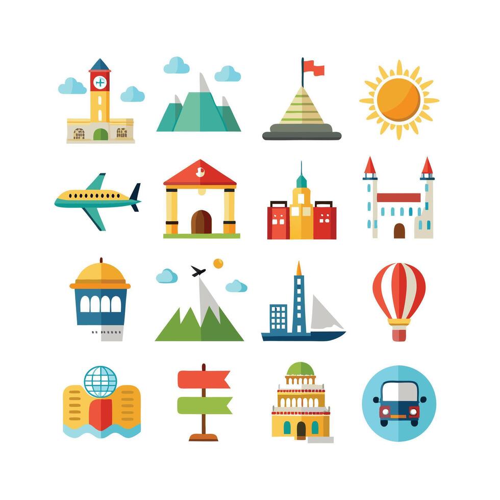 Travel Icon Set Collection for Documents, Websites and Mobile Applications vector