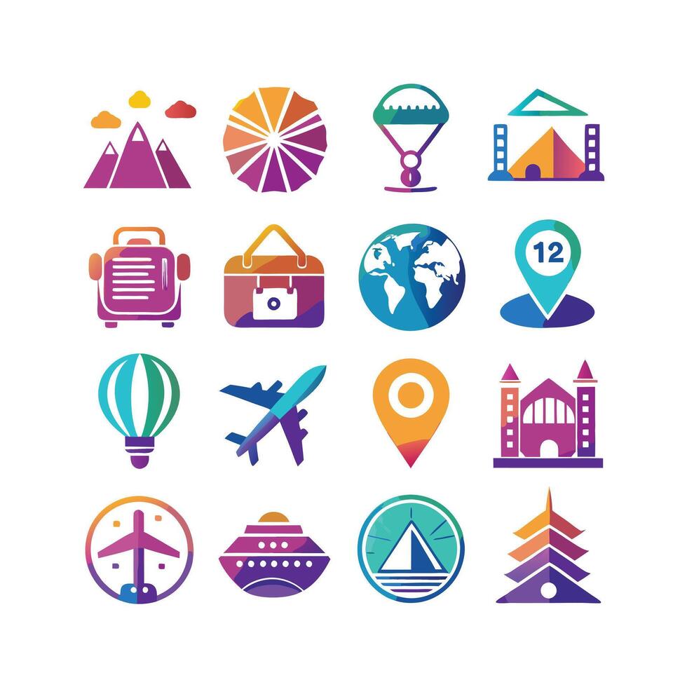 Travel Icon Set Collection for Documents, Websites and Mobile Applications vector