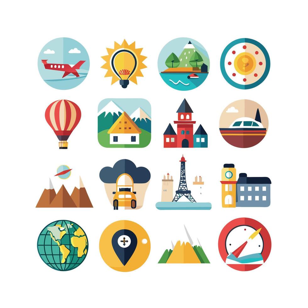 Travel Icon Set Collection for Documents, Websites and Mobile Applications vector