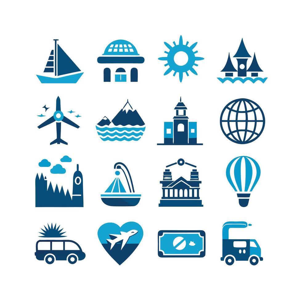 Travel Icon Set Collection for Documents, Websites and Mobile Applications vector