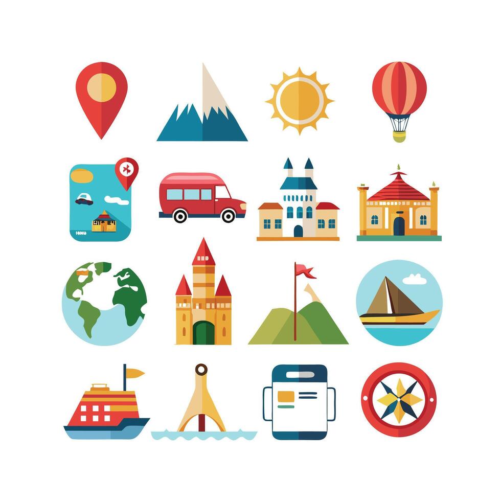Travel Icon Set Collection for Documents, Websites and Mobile Applications vector