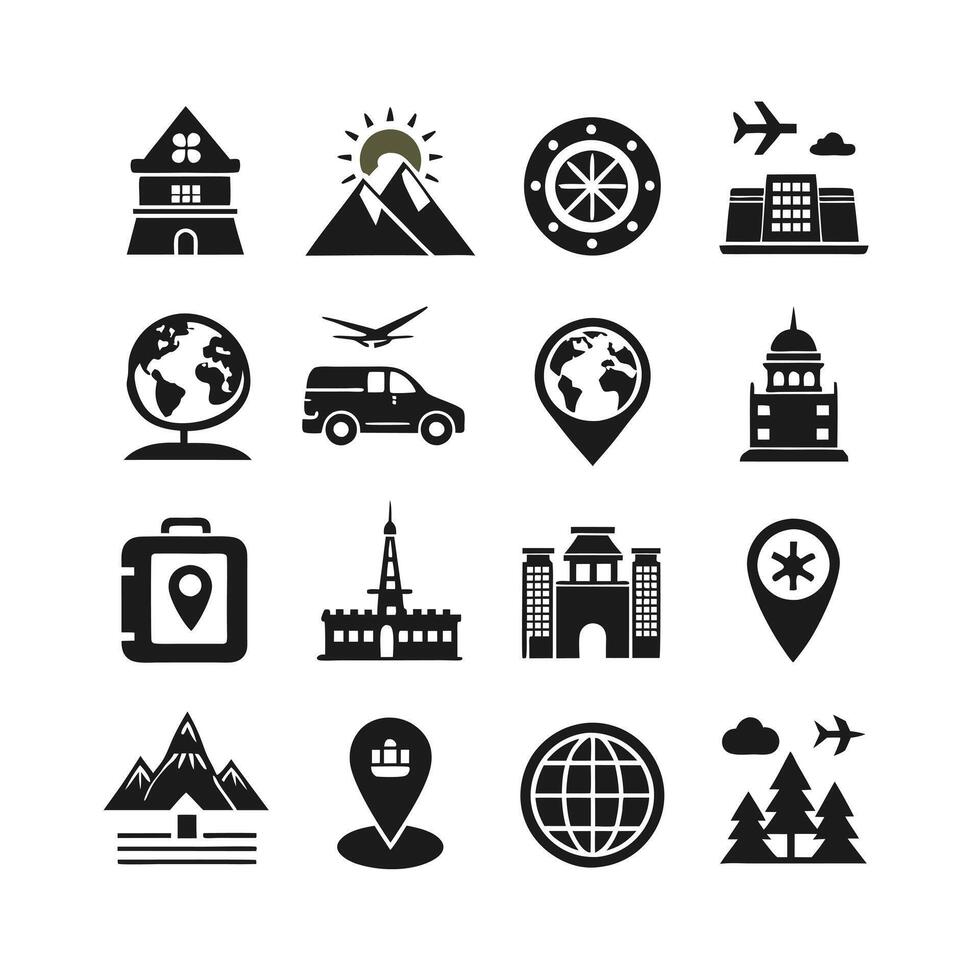 Travel Icon Set Collection for Documents, Websites and Mobile Applications vector