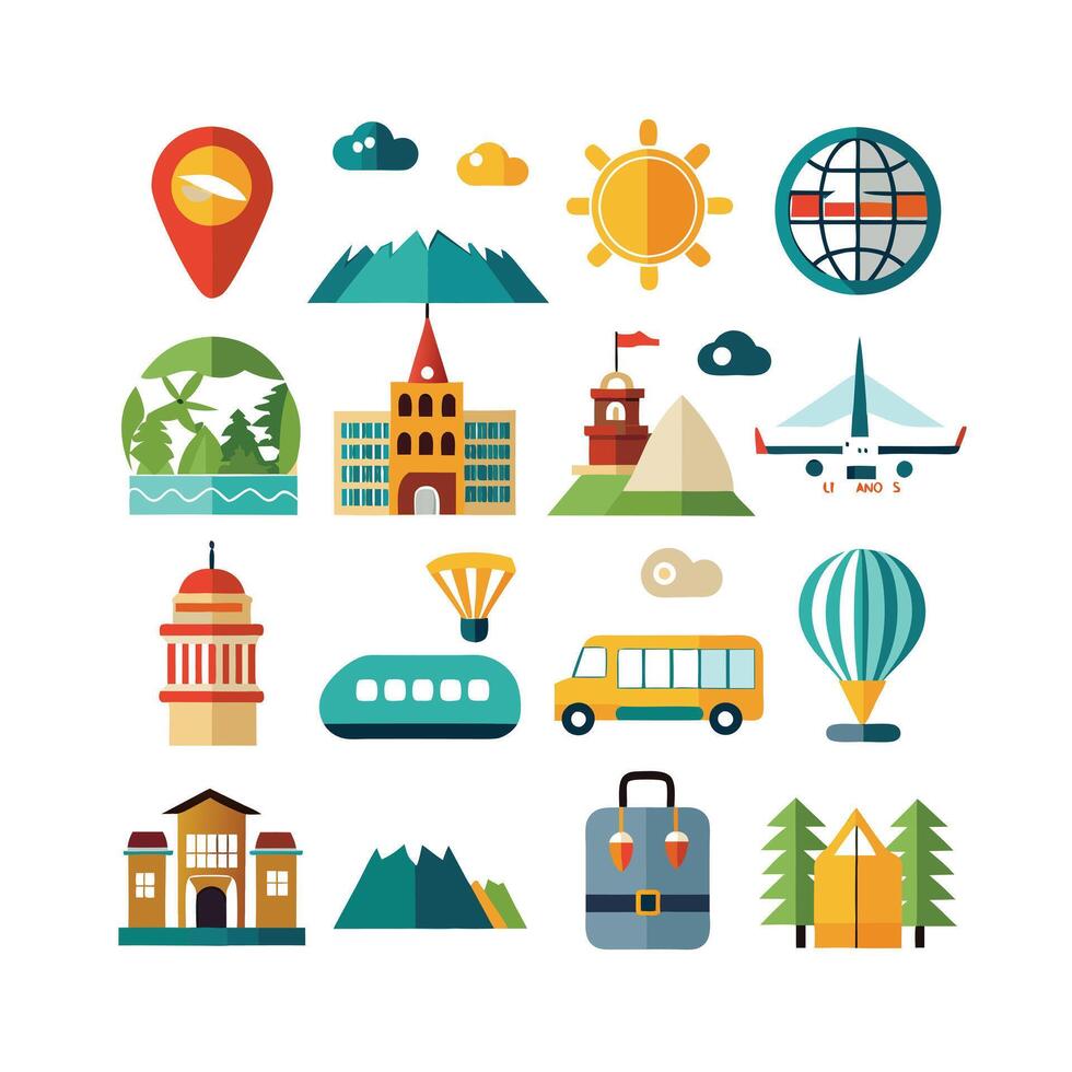 Travel Icon Set Collection for Documents, Websites and Mobile Applications vector