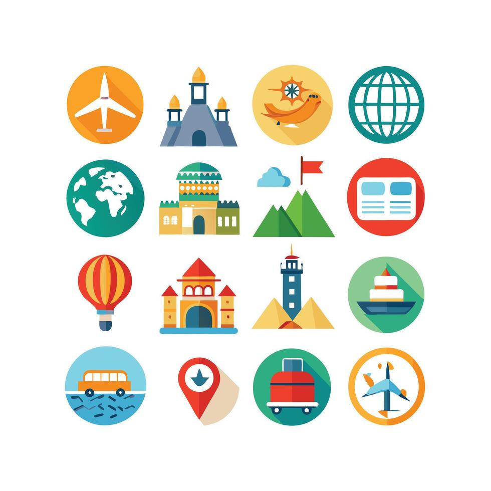 Travel Icon Set Collection for Documents, Websites and Mobile Applications vector