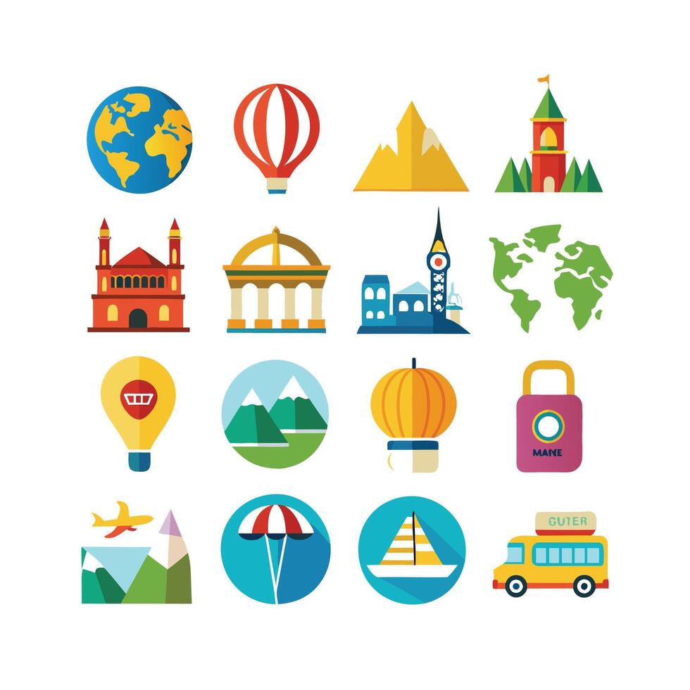 Travel Icon Set Collection for Documents, Websites and Mobile Applications vector
