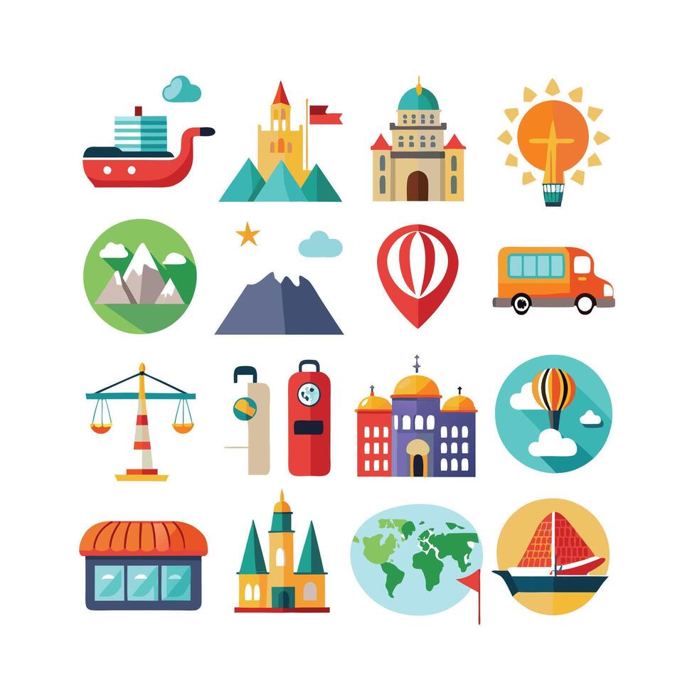 Travel Icon Set Collection for Documents, Websites and Mobile Applications vector