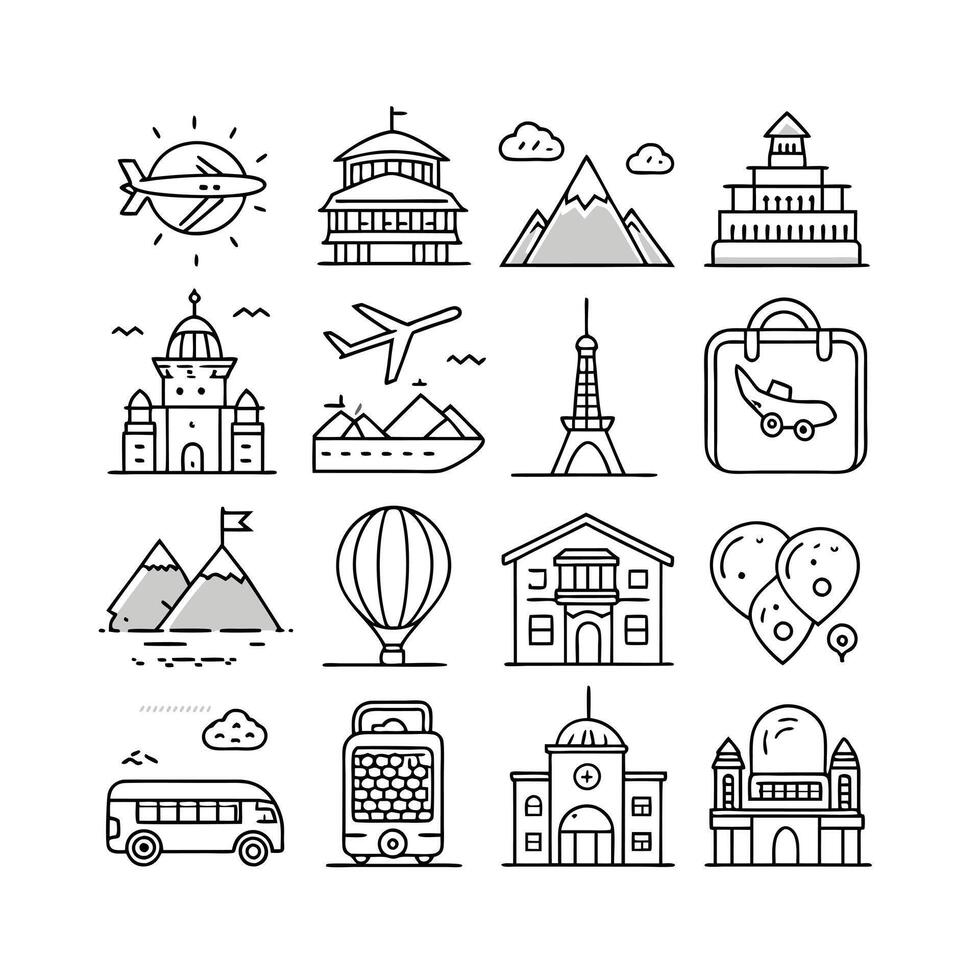 Travel Icon Set Collection for Documents, Websites and Mobile Applications vector